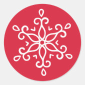 Sticker Rond Élégante Fête Rouge Flocon de neige (Devant)