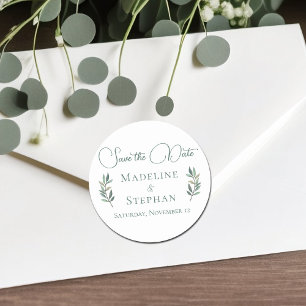 Sticker Rond Élégante feuille de eucalyptus verte moderne, cart