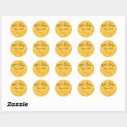 Sticker Rond Élégante feuille de pot de miel gravée (Feuille)