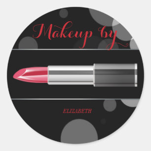 Sticker Rond Élégante Fille Modérée, Maquilleuse, Rouge à Lèvre