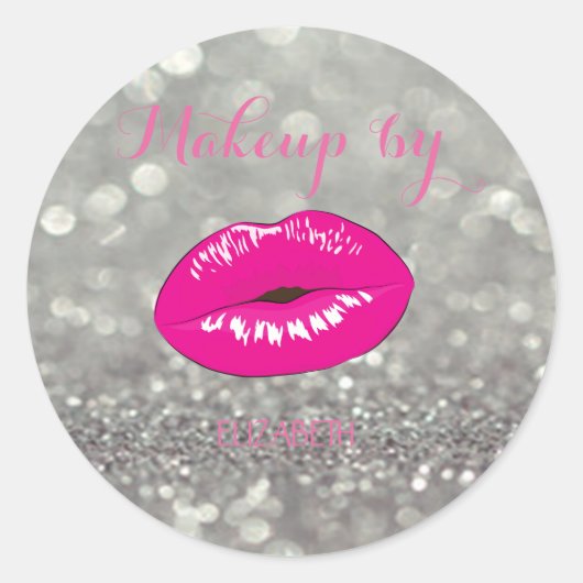 Sticker Rond Elégante fille moderne, Glittery Bokeh, Lèvres (Devant)