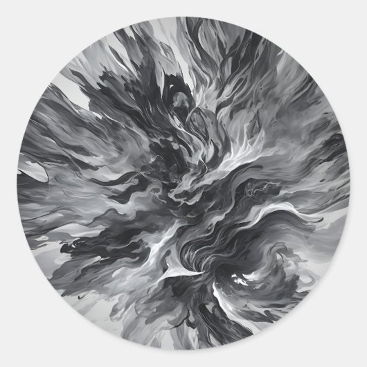Sticker Rond Élégante flamme Abstraite et fumée (Devant)