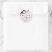 Sticker Rond Elégante Fleur Bourgogne Mariage personnalisé (Sac)