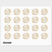 Sticker Rond Élégante Fleurs d'or blanc Initiales Mariage (Feuille)