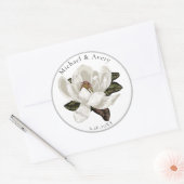 Sticker Rond Élégante floraison de Magnolia (Enveloppe)