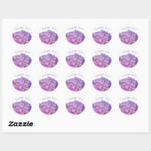 Sticker Rond Elégante florales violettes roses hydrangées (Feuille)