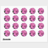 Sticker Rond Elégante florales violettes roses hydrangées (Feuille)