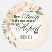 Sticker Rond Elégante FOI ESPÉRANCE Bible Verse Frontière Flora (Devant)