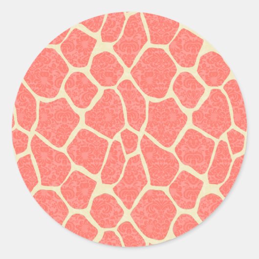 Sticker Rond Elégante girafe romantique moderne damask (Devant)