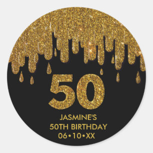 Sticker Rond Elégante Glam 50e anniversaire Parties scintillant