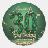 Sticker Rond Elégante Glam Emerald Green Gemstones 30e annivers (Devant)