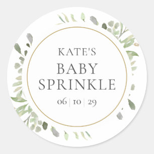 Sticker Rond Élégante Goutte d'Eau Dorée Baby Sprinkle