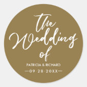 Sticker Rond Élégante Gras Calligraphie Le Mariage De (Devant)