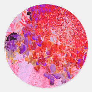 Sticker Rond Élégante Hydrangée violette et orange Limelight
