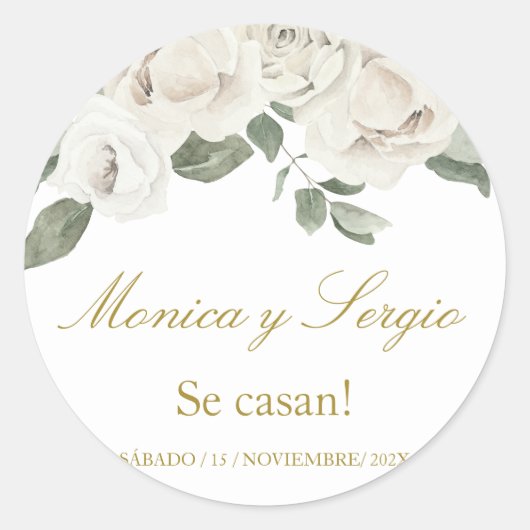 Sticker Rond Elégante invitation de mariage en espagnol (Devant)