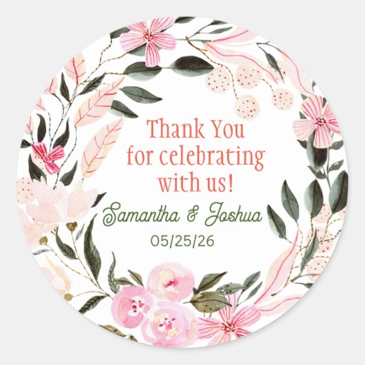 Sticker Rond Elégante invitation de mariage Sceau (Devant)