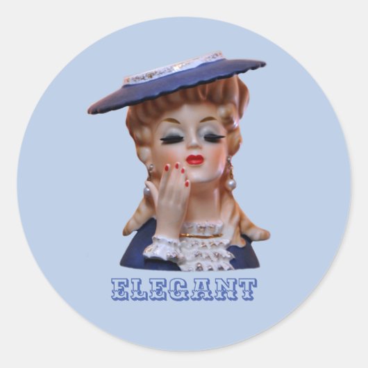 Sticker Rond Élégante Lady Head Vase Fancy Manicure Casquette (Devant)