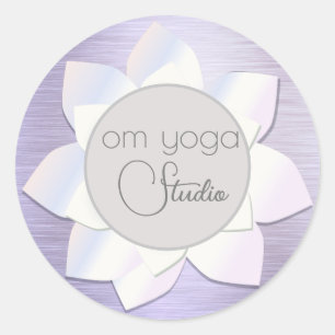 Sticker Rond Élégante Lavande Lotus OM Logo d'entreprise