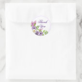 Sticker Rond Élégante Lavande violette Merci floral (Sac)