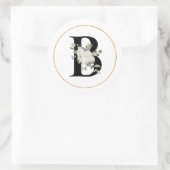 Sticker Rond Élégante lettre de monogramme floral blanc B sur b (Sac)