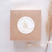 Sticker Rond Élégante Lune et étoiles Mariage Or Faveur