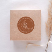 Sticker Rond Élégante Lune et Étoiles Terracotta Mariage Favori