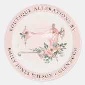 Sticker Rond Élégante Machine à coudre gris-blanc (Devant)