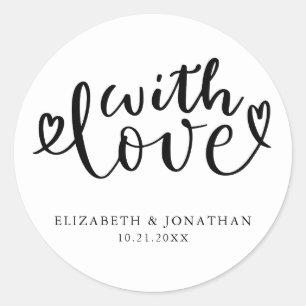 Sticker Rond Elégante Main Lettrée Avec Amour Mariage
