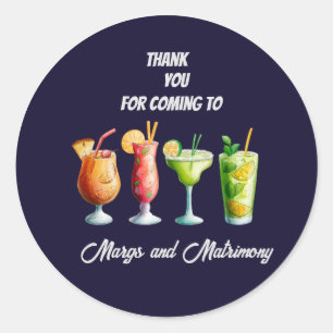 Sticker Rond élégante margs bleu marine et mariage merci