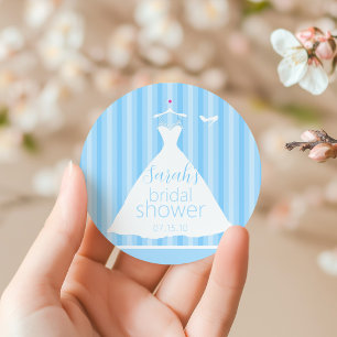 Sticker Rond Elégante Mariage bleu clair Fête des mariées