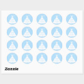 Sticker Rond Elégante Mariage bleu clair Fête des mariées (Feuille)