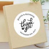 Sticker Rond Élégante Mariage Merci Calligraphie Favoriser