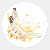 Sticker Rond Élégante mariée florale Conception Mariage romanti (Devant)