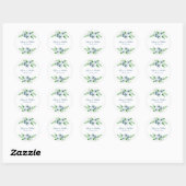 Sticker Rond Elégante marine et Mariage floral blanc (Feuille)