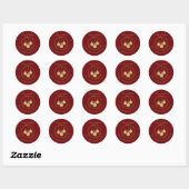 Sticker Rond Élégante Maroon Gold Parties scintillant Noël Nom  (Feuille)