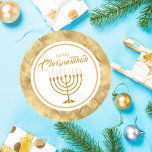 Sticker Rond Elégante Menorah or juive Merry Chrismukkah<br><div class="desc">Élégant or Menorah juif Hanoukka Merry Chrismukkah Stickers</div>