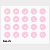 Sticker Rond Élégante Monogramme Initiale Rose Bébé (Feuille)