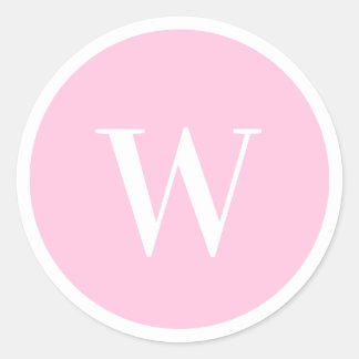 Sticker Rond Élégante Monogramme Initiale Rose Bébé