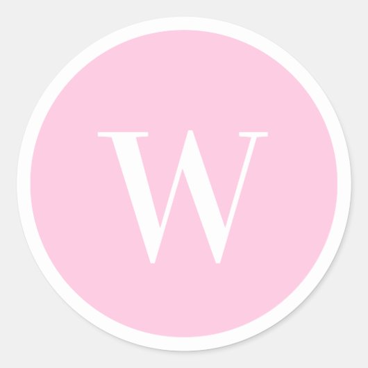 Sticker Rond Élégante Monogramme Initiale Rose Bébé (Devant)