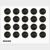 Sticker Rond Elégante Noël Joy Gold & Black Holiday (Feuille)