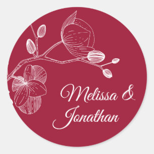 Sticker Rond Elégante orchidée romantique moderne mariage