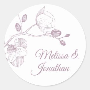 Sticker Rond Elégante orchidée romantique moderne mariage