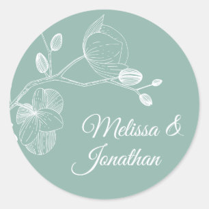 Sticker Rond Elégante orchidée romantique moderne mariage