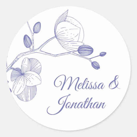 Sticker Rond Elégante orchidée romantique moderne mariage cla (Devant)