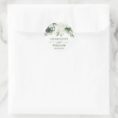 Sticker Rond Elégante Orchidées Blanches Mariage floral bohème (Sac)