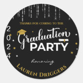 Sticker Rond Élégante Parties scintillant de l'année de diplôme (Devant)