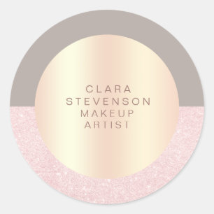 Sticker Rond Elégante parties scintillant en or rose & maquilla