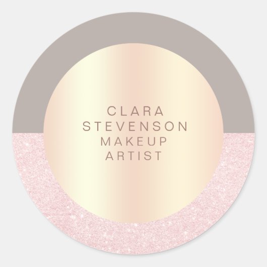 Sticker Rond Elégante parties scintillant en or rose & maquilla (Devant)