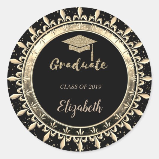 Sticker Rond Elégante Parties scintillant Gold Casquette, Confe (Devant)