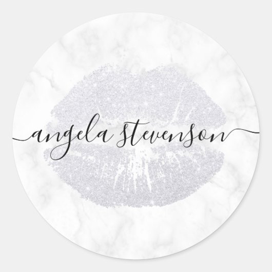 Sticker Rond Élégante parties scintillant moderne en argent lèv (Devant)
